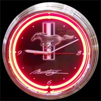Tri-bar Running Pony Neon Wall Clock - Neonetics 8MUSTANG