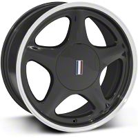 Black Pony Wheel w/Machined Lip - 5 Lug - 17x8 (87-93; Excludes 93 Cobra) - AmericanMuscle Wheels 99213