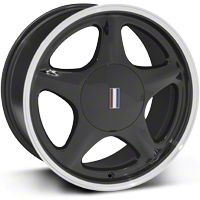 Black Pony Wheel w/Machined Lip - 5 Lug - 17x9 (87-93; Excludes 93 Cobra) - AmericanMuscle Wheels 99216