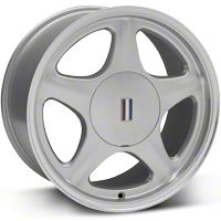 Silver Pony Wheel w/Machined Lip - 5 Lug - 17x9 (87-93; Excludes 93 Cobra) - AmericanMuscle Wheels 99263