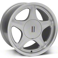 Silver Pony Wheel w/Machined Lip - 5 Lug - 17x10 (87-93; Excludes 93 Cobra) - AmericanMuscle Wheels 99266