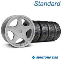 Silver w/Machined Lip Pony Style Wheel & Sumitomo Tire - 5 Lug Kit - 17x9 (87-93; Excludes 93 Cobra)