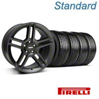 Matte Black 2010 Style GT500 Wheel & Pirelli Tire Kit - 19x8.5 (05-14 All) - AmericanMuscle Wheels KIT99270||63101