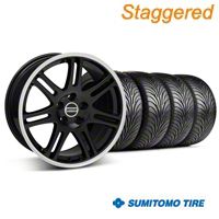 Staggered Black 10th Anniversary Style Wheel & Sumitomo Tire Kit - 18x9/10 (94-98 All) - AmericanMuscle Wheels KIT||28348||28351||63005||63006
