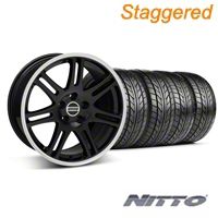 Staggered Black 10th Anniversary Style Wheel & NITTO Tire Kit - 18x9/10 (94-98 All) - AmericanMuscle Wheels KIT||28348||28351||63003||76003