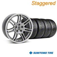 Staggered Anthracite 10th Anniversary Style Wheel & Sumitomo Tire Kit - 18x9/10 (94-98 All) - AmericanMuscle Wheels KIT||28347||28350||63005||63006