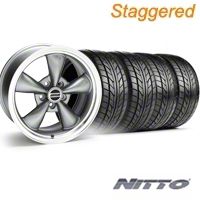 Staggered Anthracite Bullitt Wheel & NITTO Tire Kit - 18x9/10 (05-14) - AmericanMuscle Wheels KIT||28263||28266||63008||63009