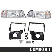 Stock OE Headlights and Adjusting Plate Kit (87-93 All) - AM Lights 94324||97003