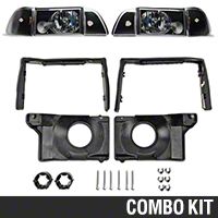 Black Headlights and Adjusting Plate Kit (87-93 All) - AM Lights 42014||97003