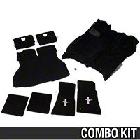 Floor Carpet, Hatch Carpet and Pony Logo Floor Mat Kit - Black (87-93 All) - AM Restoration 3296-801||3294-801||012321||50102||50104||93000
