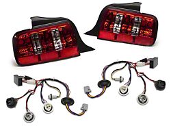 Raxiom Coyote Tail Lights and Sequential Tail Light Kit; Chrome Housing; Red/Clear Lens (05-09 Mustang)