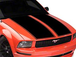 SpeedForm Dual Hood Stripes; Gloss Black (05-09 Mustang GT, V6)