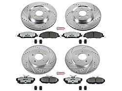 PowerStop Z26 Street Warrior Brake Rotor and Pad Kit; Front and Rear (11-14 Mustang Standard GT)