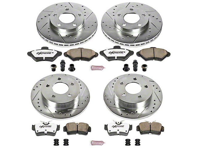 PowerStop Z26 Street Warrior Brake Rotor and Pad Kit; Front and Rear (94-98 Mustang GT, V6)