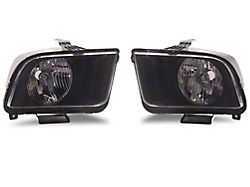 Euro Headlights; Black Housing; Clear Lens (05-09 Mustang w/ Factory Halogen Headlights, Excluding GT500)