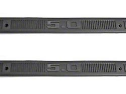 Drake Muscle Cars Door Sill Plates with 5.0 Logo; Gray (79-93 Mustang)