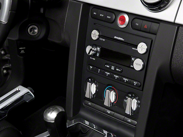 SpeedForm Modern Billet 3-Piece Radio Button Covers; Chrome (05-09 Mustang)