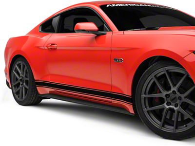 SEC10 Rocker Stripes; Gloss Black (15-23 Mustang)