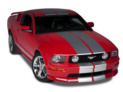 SEC10 Lemans Stripes; Silver; 12-Inch (79-23 Mustang)