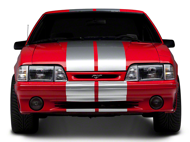 SEC10 GT500 Style Stripes; Silver; 10-Inch (79-93 Mustang)