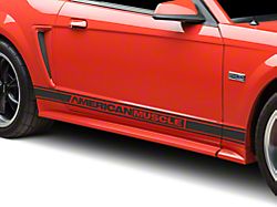 SEC10 Rocker Stripes with AmericanMuscle Logo; Matte Black (94-04 Mustang)