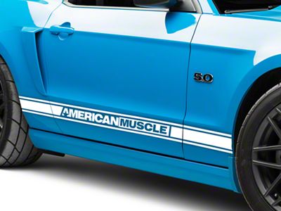 SEC10 Rocker Stripes with AmericanMuscle Logo; White (05-14 Mustang)