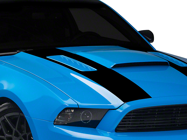 SEC10 Inner Hood Stripes; Gloss Black (13-14 Mustang)