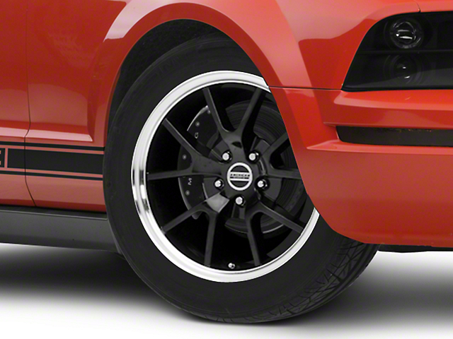 FR500 Style Gloss Black with Polished Lip Wheel; 18x9 (05-09 Mustang)