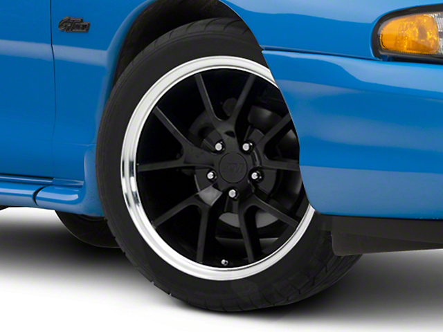 FR500 Style Gloss Black with Polished Lip Wheel; 18x9 (94-98 Mustang)
