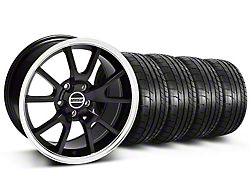 Staggered FR500 Style Black Wheel and Mickey Thompson Tire Kit; 17x9/10.5 (99-04 Mustang)