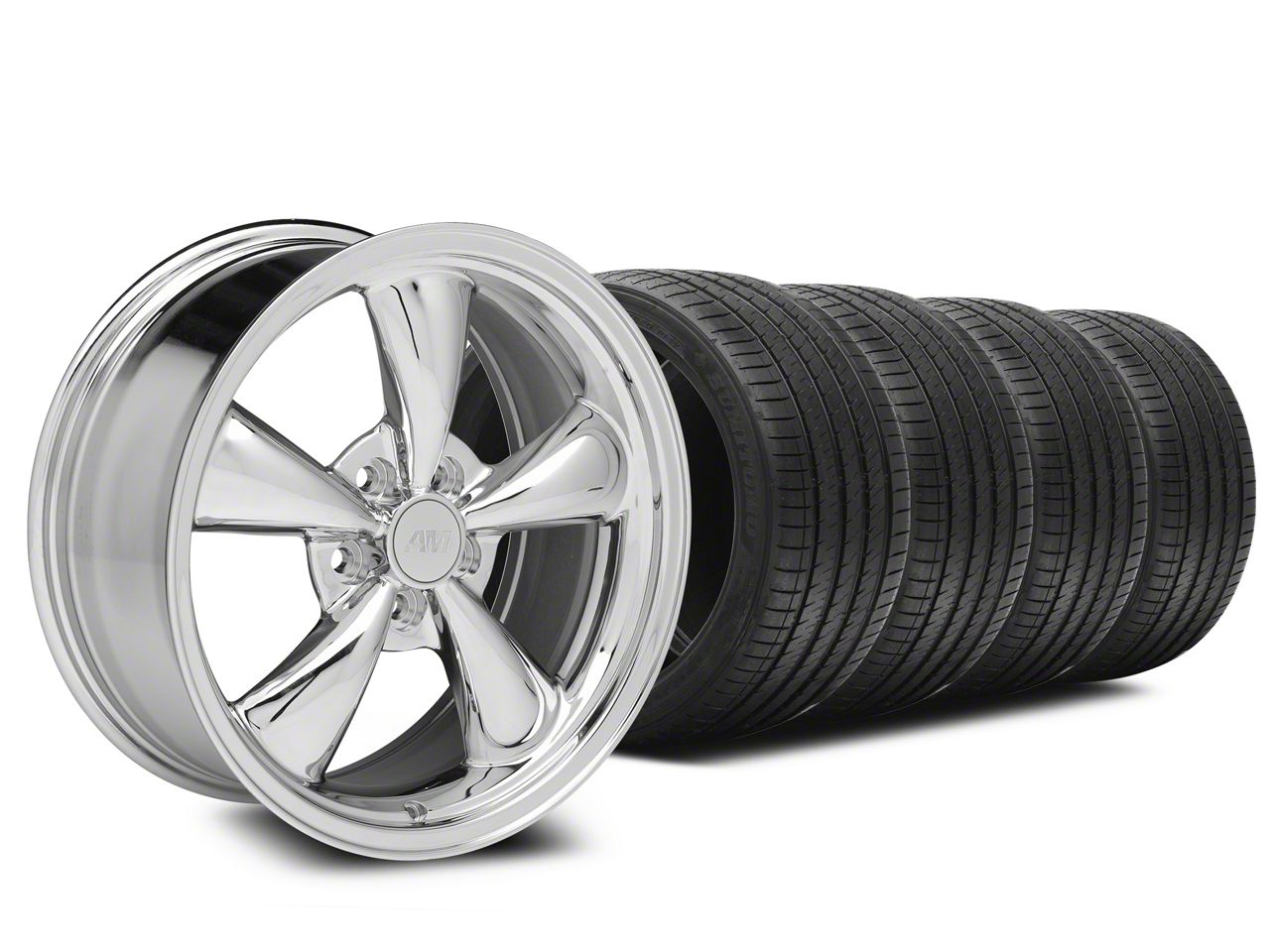 Bullitt Chrome Wheel and Sumitomo Maximum Performance HTR Z5 Tire Kit; 17x8 (94-04 Mustang)