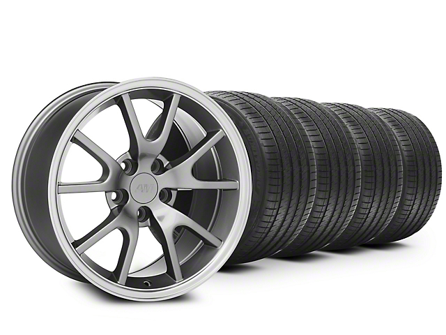 FR500 Style Anthracite Wheel and Sumitomo Maximum Performance HTR Z5 Tire Kit; 17x9 (99-04 Mustang)