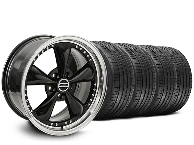 Staggered Bullitt Motorsport Black Wheel and Sumitomo Maximum Performance HTR Z5 Tire Kit; 20x8.5/10 (05-10 Mustang GT; 05-14 Mustang V6)