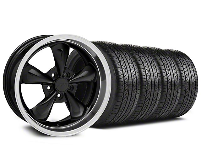Bullitt Black Wheel and Pirelli Tire Kit; 19x8.5 (05-14 Mustang Standard GT, V6)