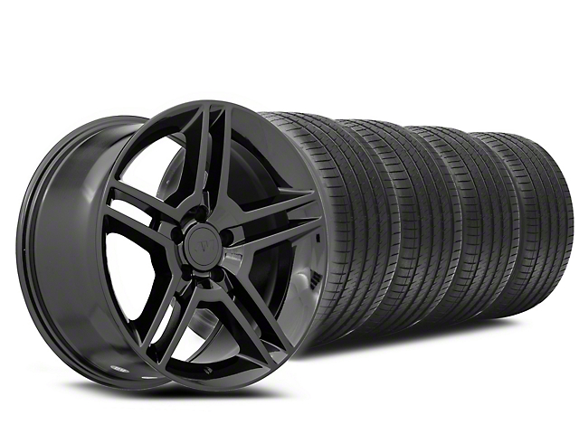 2010 GT500 Style Black Wheel and Sumitomo Maximum Performance HTR Z5 Tire Kit; 18x9 (05-14 Mustang, Excluding 13-14 GT500)