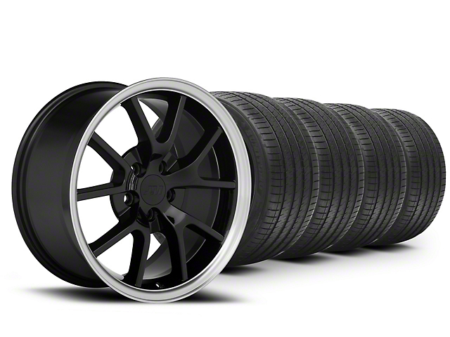 FR500 Style Black Wheel and Sumitomo Maximum Performance HTR Z5 Tire Kit; 18x9 (99-04 Mustang)