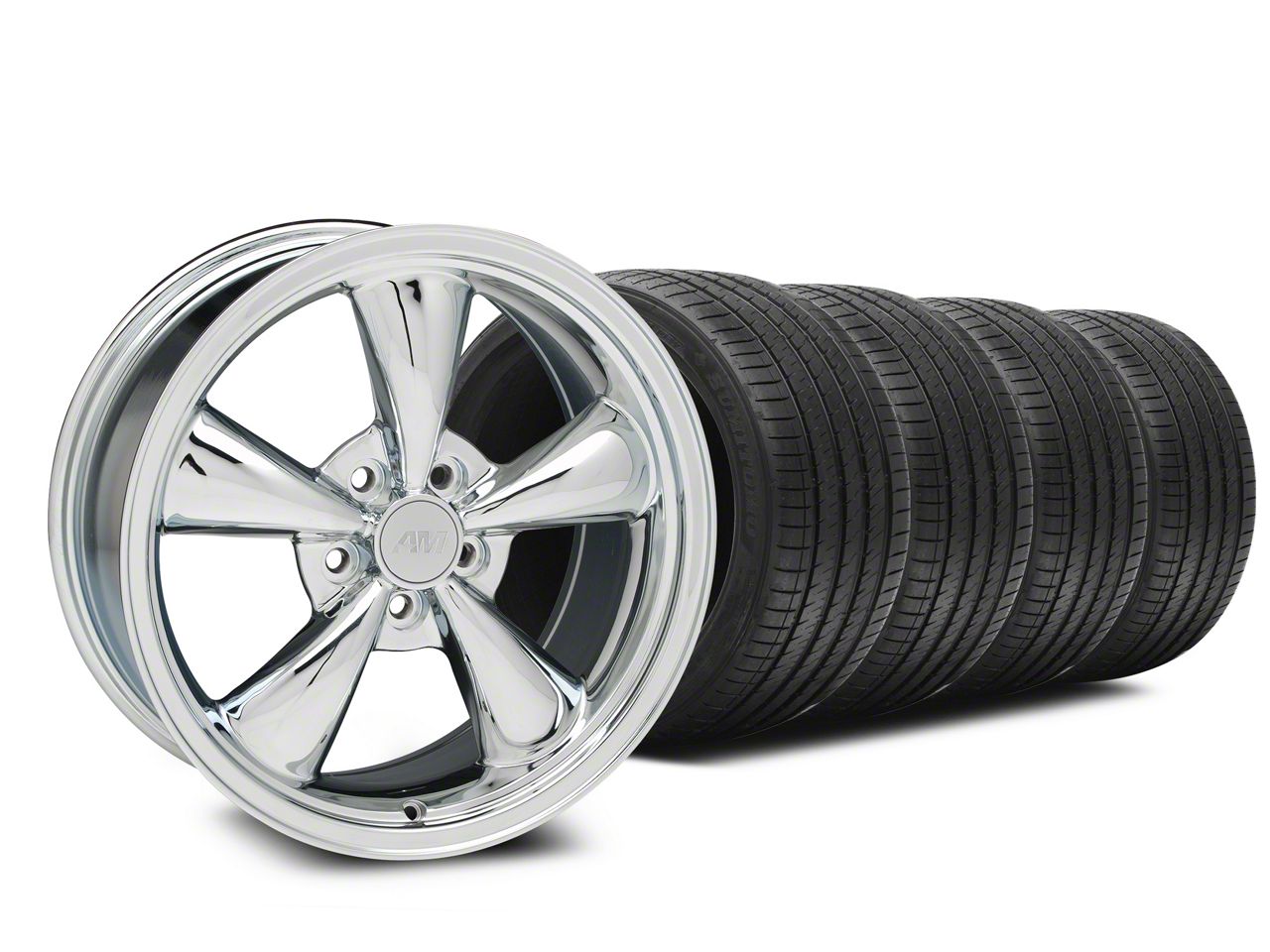 Bullitt Chrome Wheel and Sumitomo Maximum Performance HTR Z5 Tire Kit; 17x9 (94-98 Mustang)