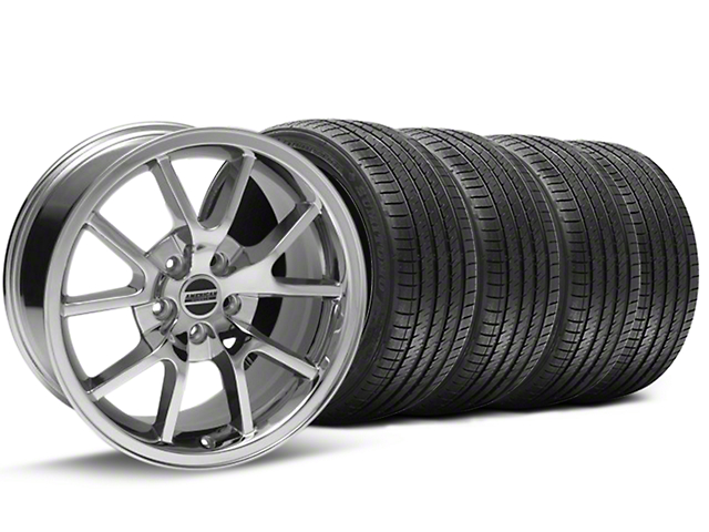 FR500 Style Chrome Wheel and Sumitomo Maximum Performance HTR Z5 Tire Kit; 18x9 (94-98 Mustang)