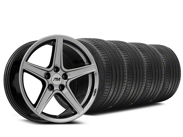Saleen Style Black Chrome Wheel and Sumitomo Maximum Performance HTR Z5 Tire Kit; 18x9 (94-98 Mustang)