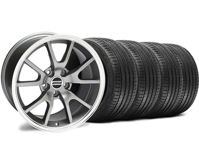 Staggered FR500 Style Anthracite Wheel and Sumitomo Maximum Performance HTR Z5 Tire Kit; 18x9/10 (94-98 Mustang)