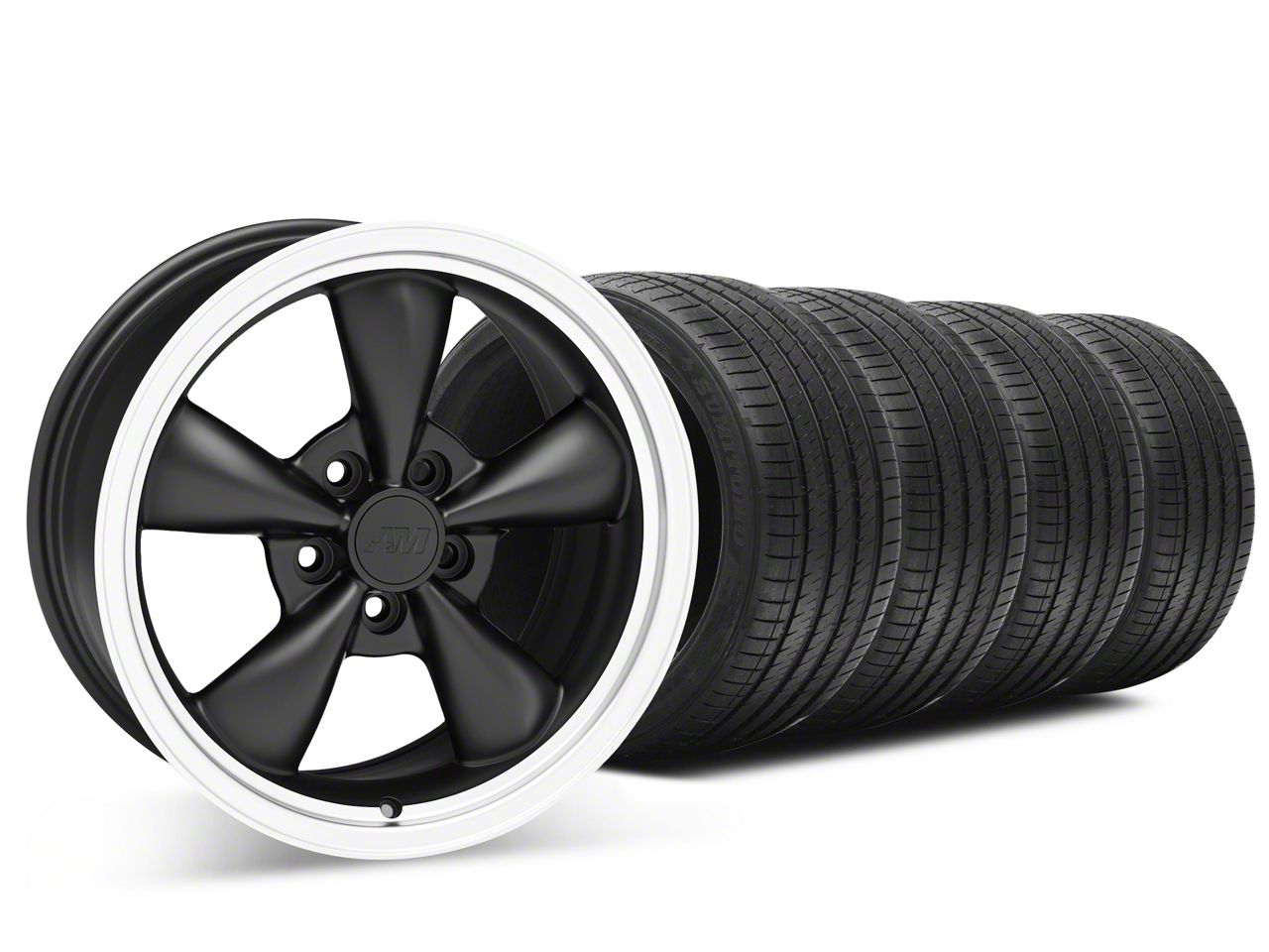 Bullitt Matte Black Wheel and Sumitomo Maximum Performance HTR Z5 Tire Kit; 18x8 (99-04 Mustang)