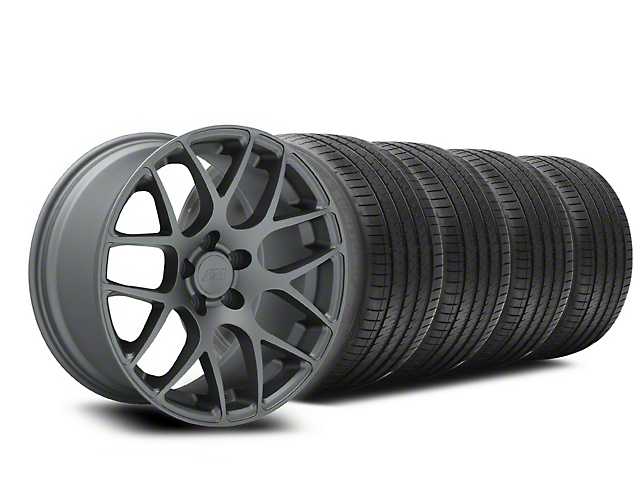 AMR Charcoal Wheel and Sumitomo Maximum Performance HTR Z5 Tire Kit; 18x9 (94-98 Mustang)