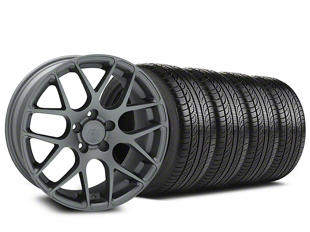 AMR Charcoal Wheel and Pirelli Tire Kit; 18x8 (05-14 Mustang)