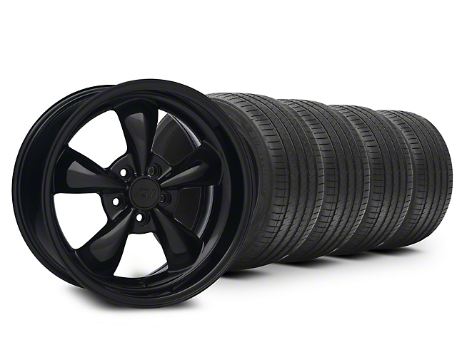 Bullitt Solid Gloss Black Wheel and Sumitomo Maximum Performance HTR Z5 Tire Kit; 18x9 (05-10 Mustang GT; 05-14 Mustang V6)