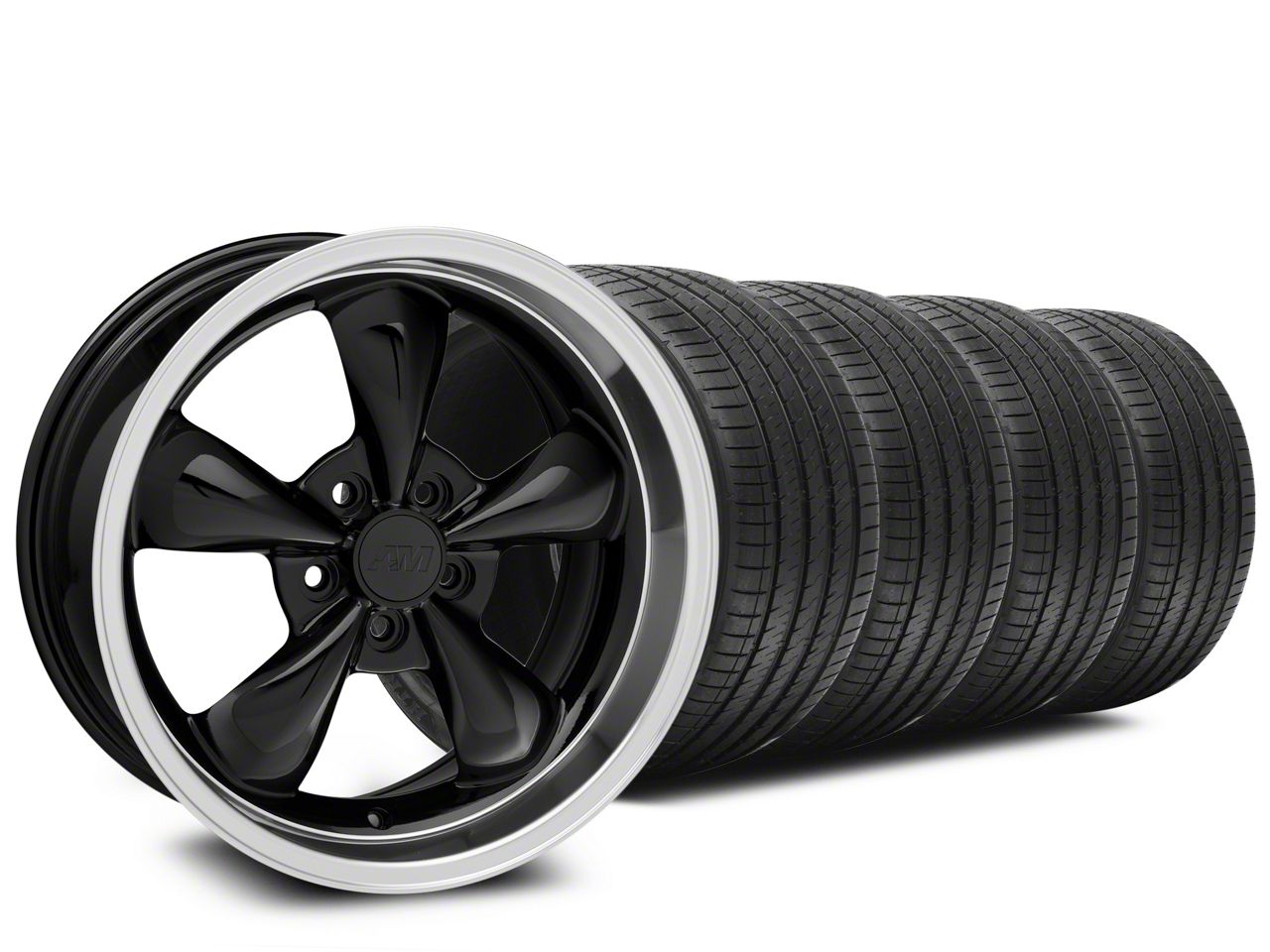 Bullitt Black Wheel and Sumitomo Maximum Performance HTR Z5 Tire Kit; 19x8.5 (05-14 Mustang Standard GT, V6)