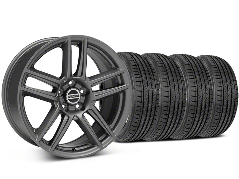 Laguna Seca Style Charcoal Wheel and Sumitomo Maximum Performance HTR Z5 Tire Kit; 19x9 (05-14 Mustang)