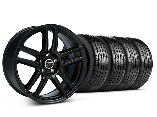 Laguna Seca Style Black Wheel and Pirelli Tire Kit; 19x9 (05-14 Mustang)