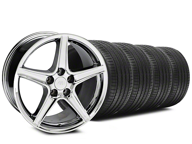 Saleen Style Chrome Wheel and Sumitomo Maximum Performance HTR Z5 Tire Kit; 19x8.5 (05-14 Mustang GT, V6)