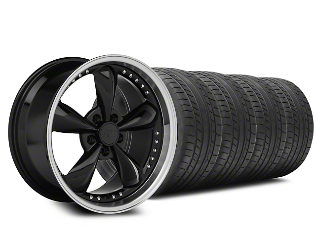 Staggered Bullitt Motorsport Black Wheel and Mickey Thompson Tire Kit; 20x8.5/10 (05-10 Mustang GT; 05-14 Mustang V6)
