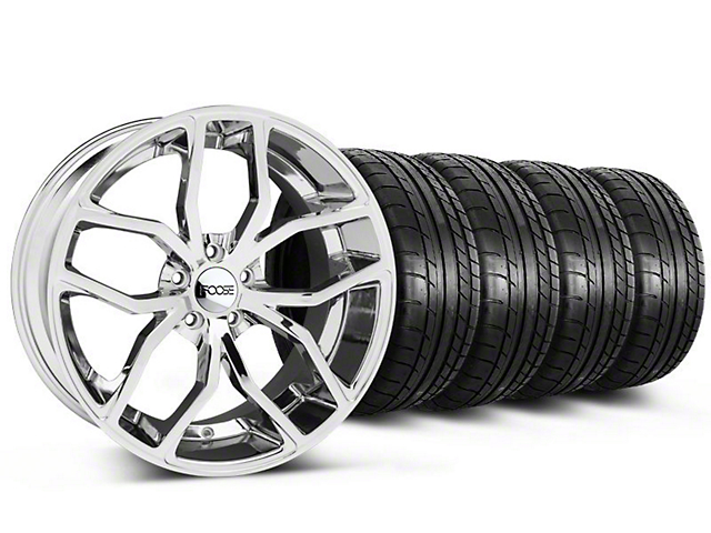 Staggered Foose Outcast Chrome Wheel and Mickey Thompson Tire Kit; 20x8.5/10 (05-14 Mustang)